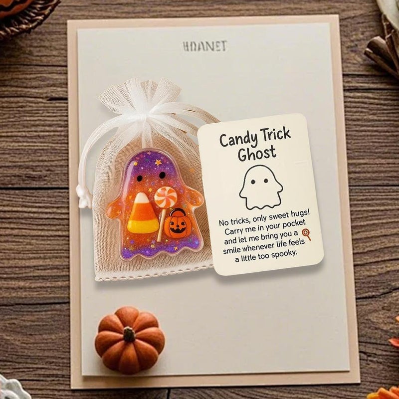 Halloween Pocket Hug Ghost Cards, Halloween Mini Ghost Pocket Hug Gift, Emotional Support Token With Encouragement Card, Friendly Ghost Design For Holiday Gift Exchange And School Events - Image 5